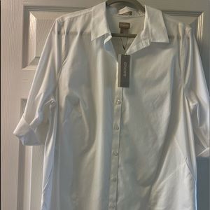 Chicos size 3/XL no iron white button down tunic top